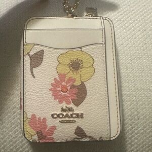 Coach Floral Card Holder in Cream and Yellow